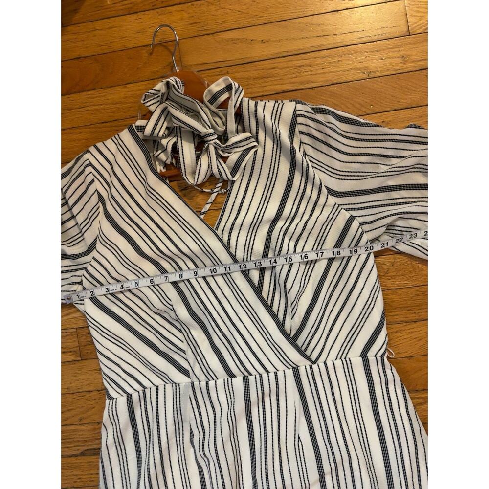 Maurices XXL White Black Striped Faux Wrap Tie Waist Handkerchief Hem Dress - Picture 5 of 6